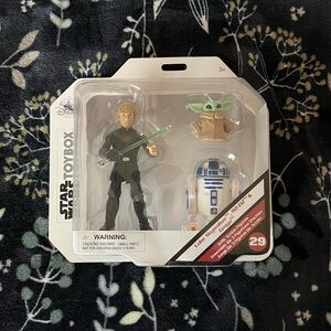NWT. Star Wars Toy Box - “Luke Skywalker,” “R2D2” and “Grogu.”